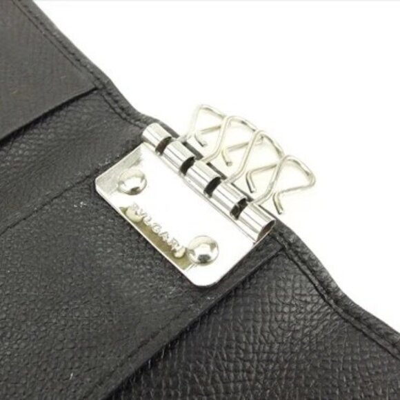 Bvlgari Key case Key holder Black leather Woman unisex Authentic Used P827 - Picture 6 of 8